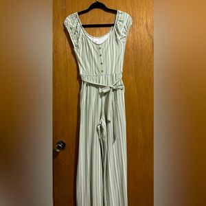 White and sage green jumpsuit